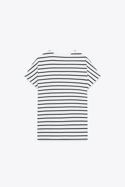 ZARA ФУТБОЛКА СО СПУЩЕННЫМИ ПЛЕЧЕВЫМИ ШВАМИ, ПОЛОСКИ
