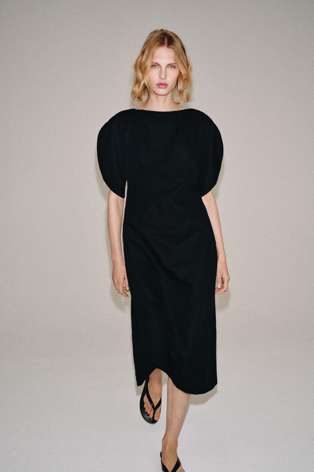 ZARA ПЛАТЬЕ МИДИ ZW COLLECTION, ЧЕРНЫЙ