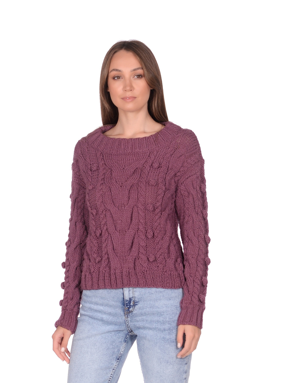 Женский свитер "Виноград" со спущенными плечами