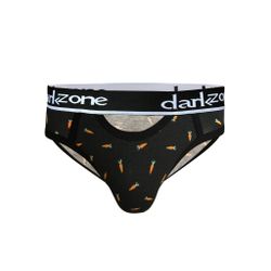 Мужские трусы брифы с вырезом черные с принтом "морковки" DARKZONE DZN6260
