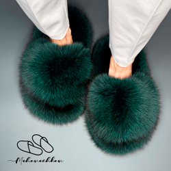 Шлепанцы из меха песца | Океан
