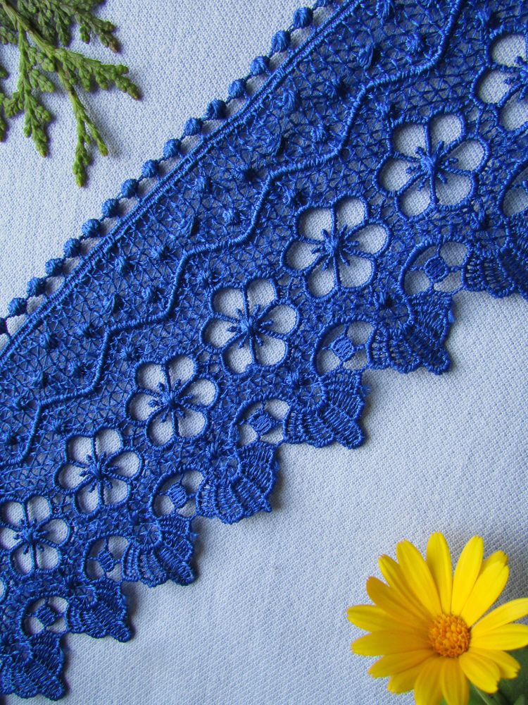 Кружево плетеное, ш. 7,8 см, электрик