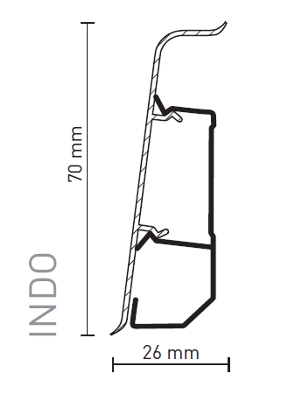 Плинтус ПВХ Arbiton Indo 41 Алюминий светлый 70x26х2500 мм