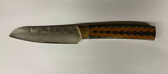 Кухонный нож Santa Fe SF/DKD37HM с клинком из стали Damascus, рукоять дерево