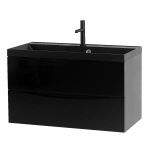Тумба с раковиной Belbagno MARINO 80 черная глянцевая/черная раковина