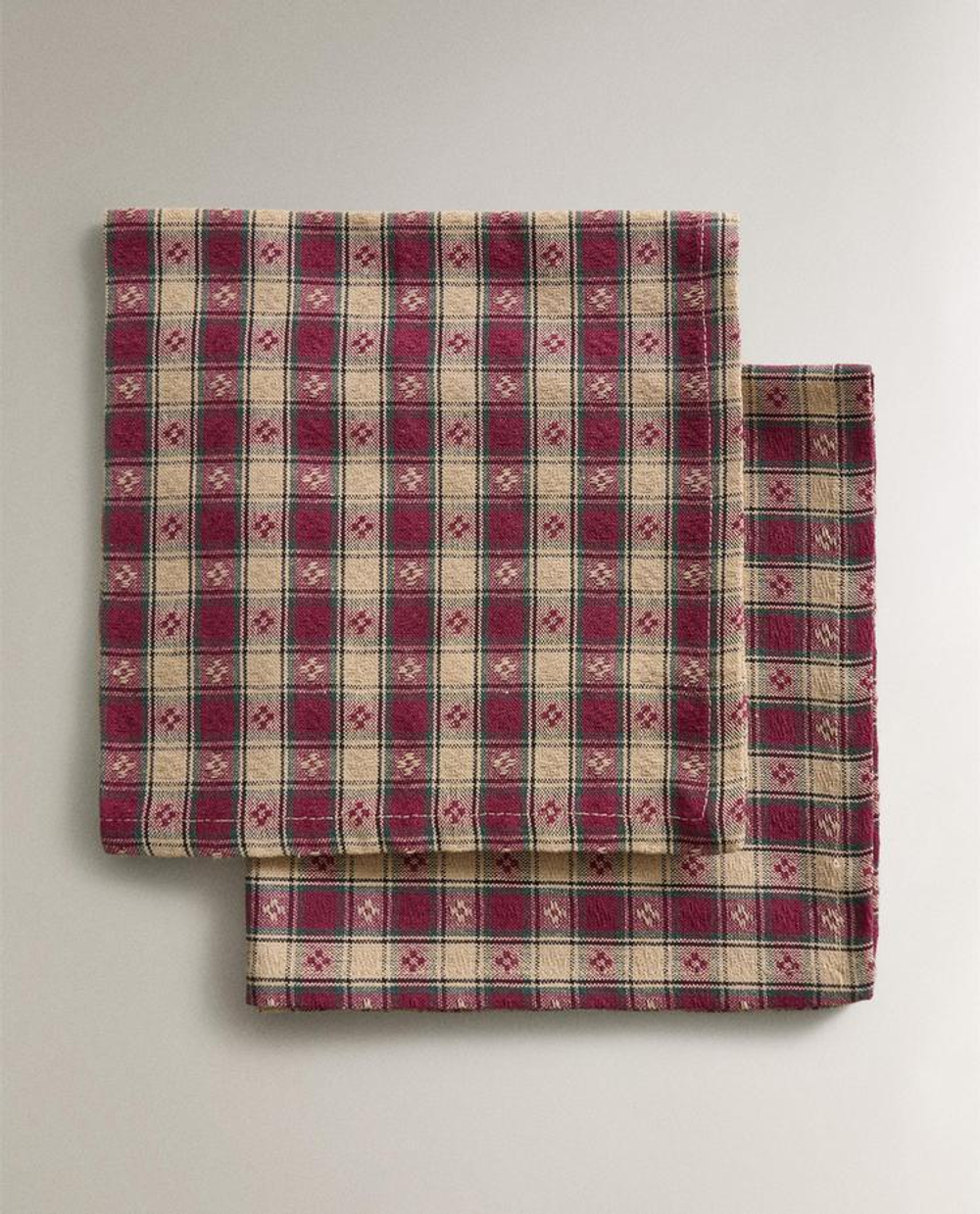 ZARA HOME КУХОННЫЕ ПОЛОТЕНЦА В КЛЕТКУ (НАБОР ИЗ 2 ШТ.), ТЕМНО-КРАСНЫЙ