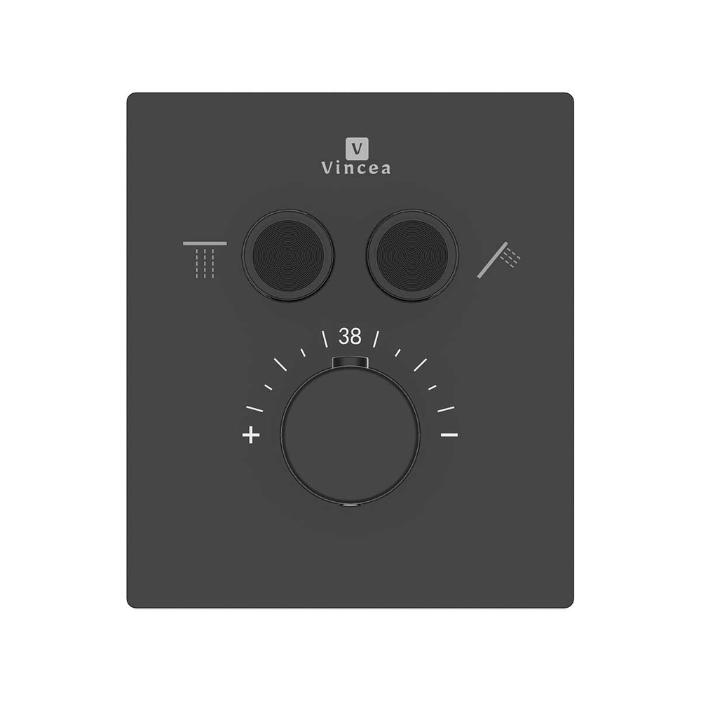 Душевой комплект Vincea Inspire VSFW-3I21MT2MB встраиваемый, термостатический, двухрежимный, черный