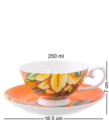 SL-14 Чашка с блюдцем «Тропикана» оранжевая (Stechcol)