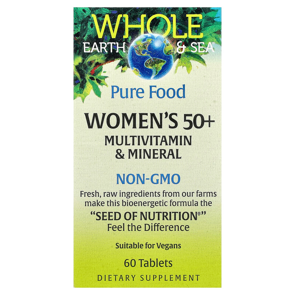 Natural Factors, Whole Earth & Sea®, мультивитамины и минералы для женщин старше 50 лет, 60 таблеток