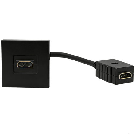 Розетка HDMI,  2мод.,  черн. (45х45мм),  с соединительным шнуром 15см
