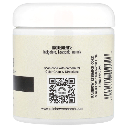 Rainbow Research, хна, краска и кондиционер для волос, черный, 113 г (4 унции)