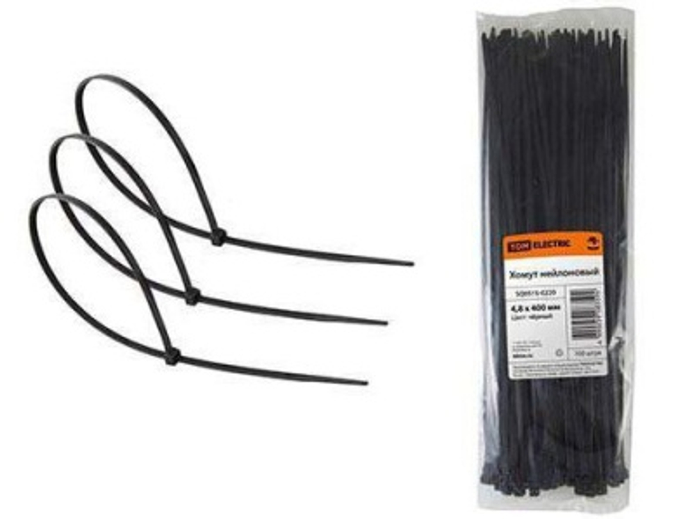 Хомуты нейлоновые черные 150х2,5мм  (100шт/уп)