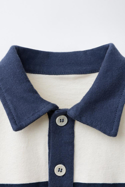 ZARA ПОЛО В ПОЛОСКУ С ЭТИКЕТКОЙ, ЭКРЮ/КРАСНЫЙ