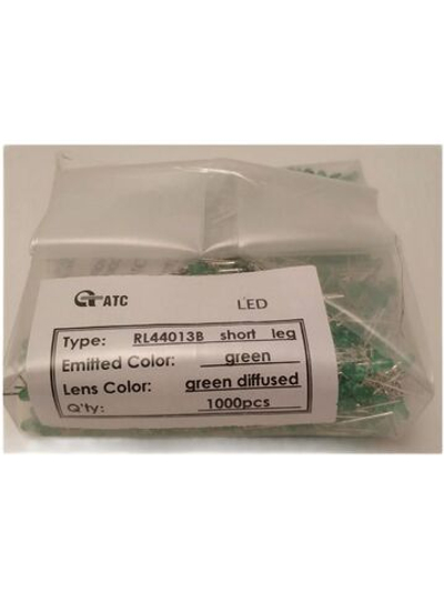 1000 шт./ Набор зеленых Светодиодов 3mm RL44013B зеленая матовая колба короткие ноги