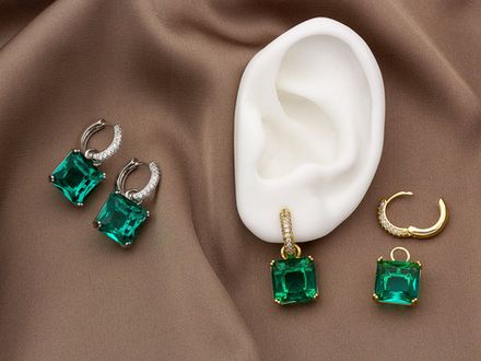 Серьги-Кольца "Emerald" 26,5мм, с подвесом (уценка)