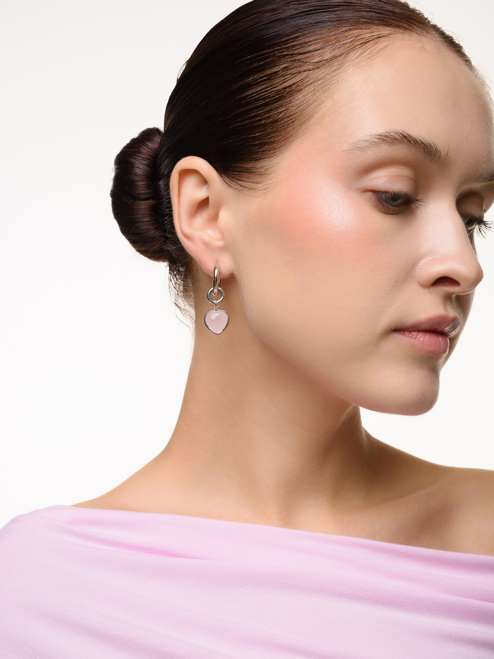 Серьги "Whale Amour" silver розовый кварц