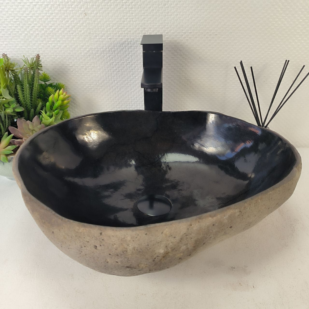 Каменная раковина из речного камня RS-05313 (48*41*15) 0856 из натурального камня