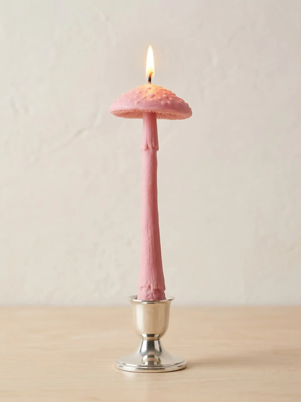 Свеча "Гриб Мухомор" нежно-розового цвета