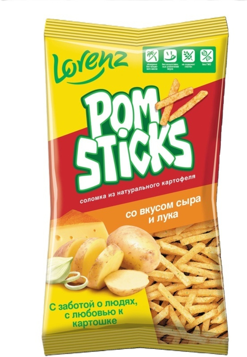 Картофельные чипсы соломкой «Pomsticks» со вкусом сыра и лука 100 г