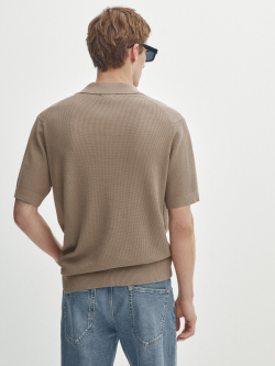 Massimo Dutti Трикотажное поло с короткими рукавами, норка