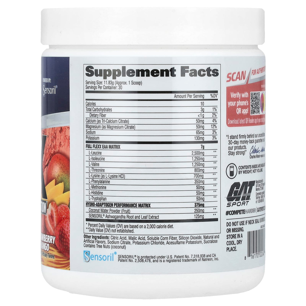 GAT, Flexx EAA + Hydration, клубника и манго, 354,9 г (12,5 унции)