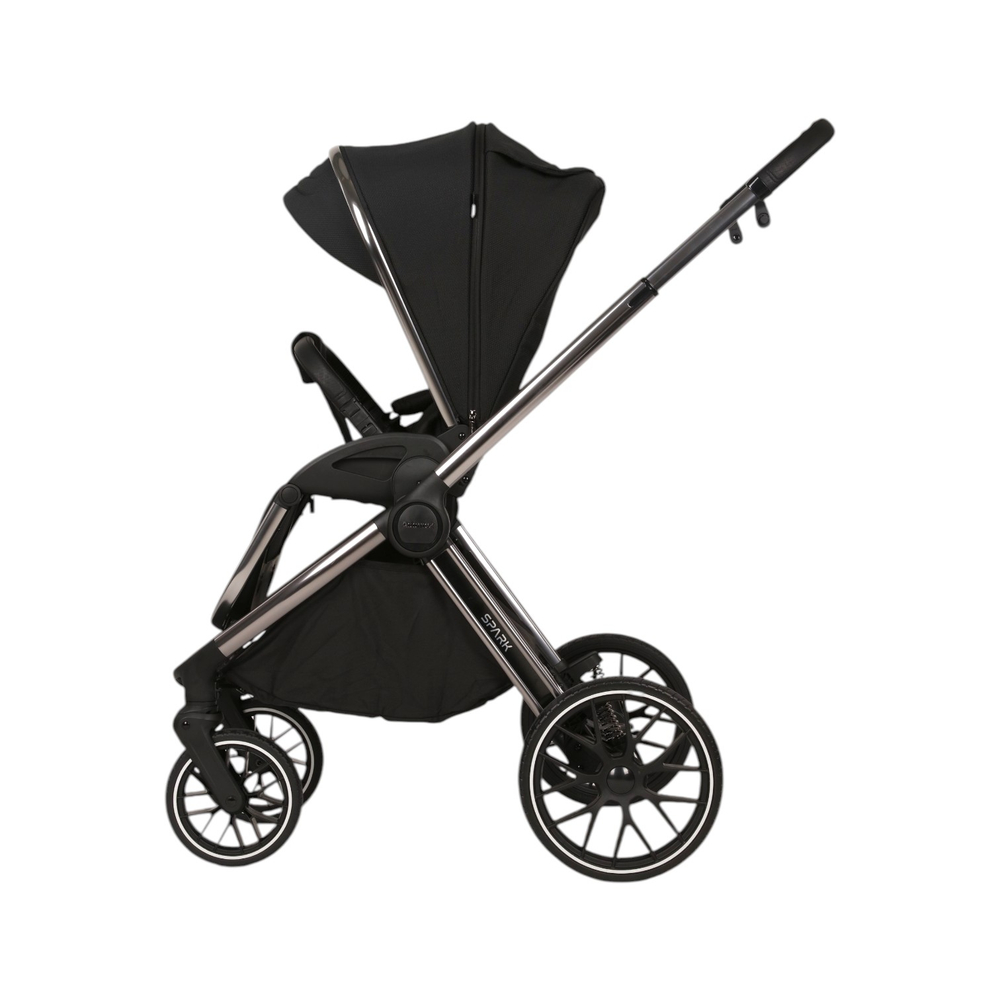 Детская универсальная коляска Adamex Spark SE 2в1 - Carbon Onyx (Черная ткань, хром. рама)