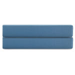 Простыня на резинке из премиального сатина джинсово-синего цвета из коллекции essential, 200х200х30