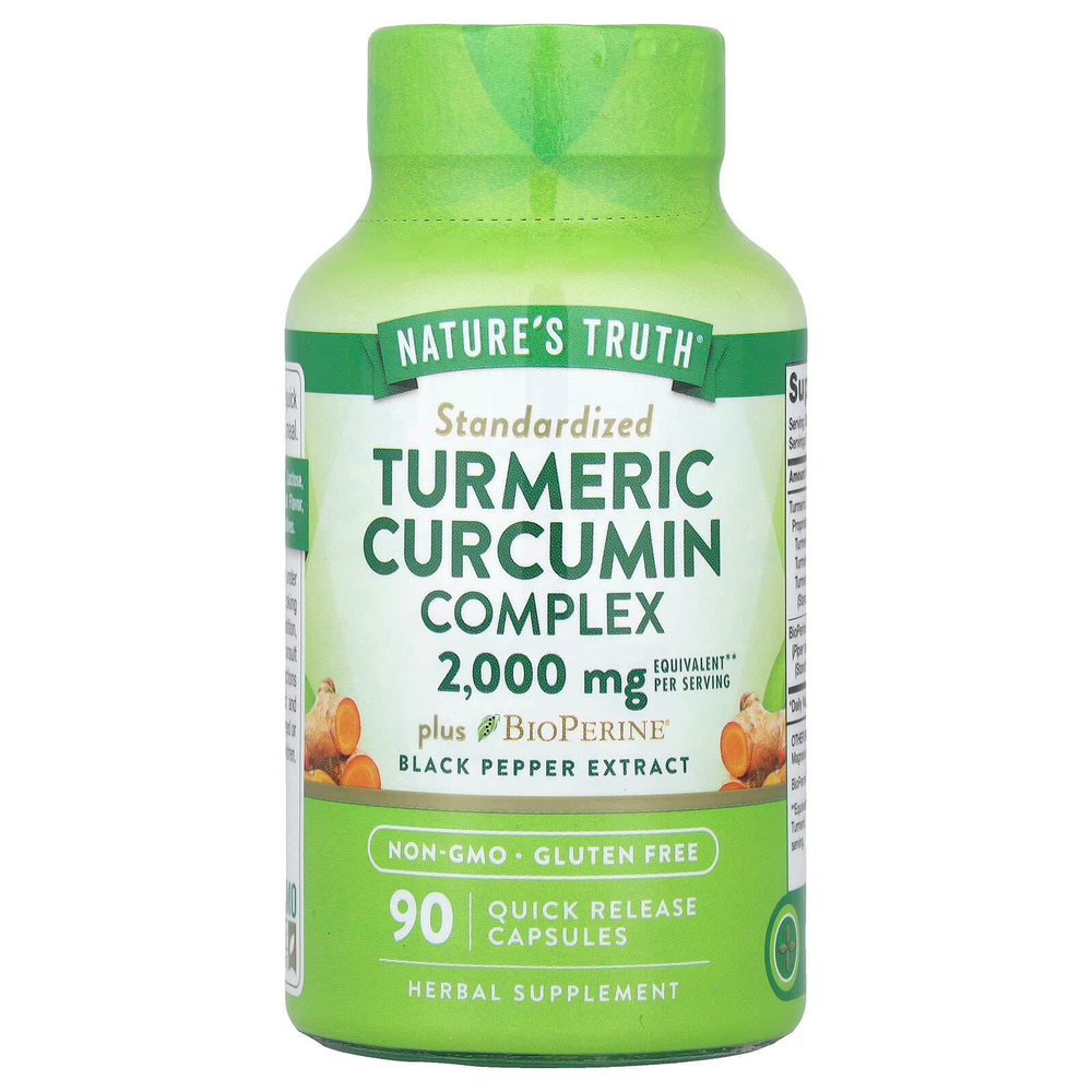 Nature's Truth, Комплекс куркумы и куркумина с экстрактом черного перца BioPerine®, 90 капсул с быстрым высвобождением