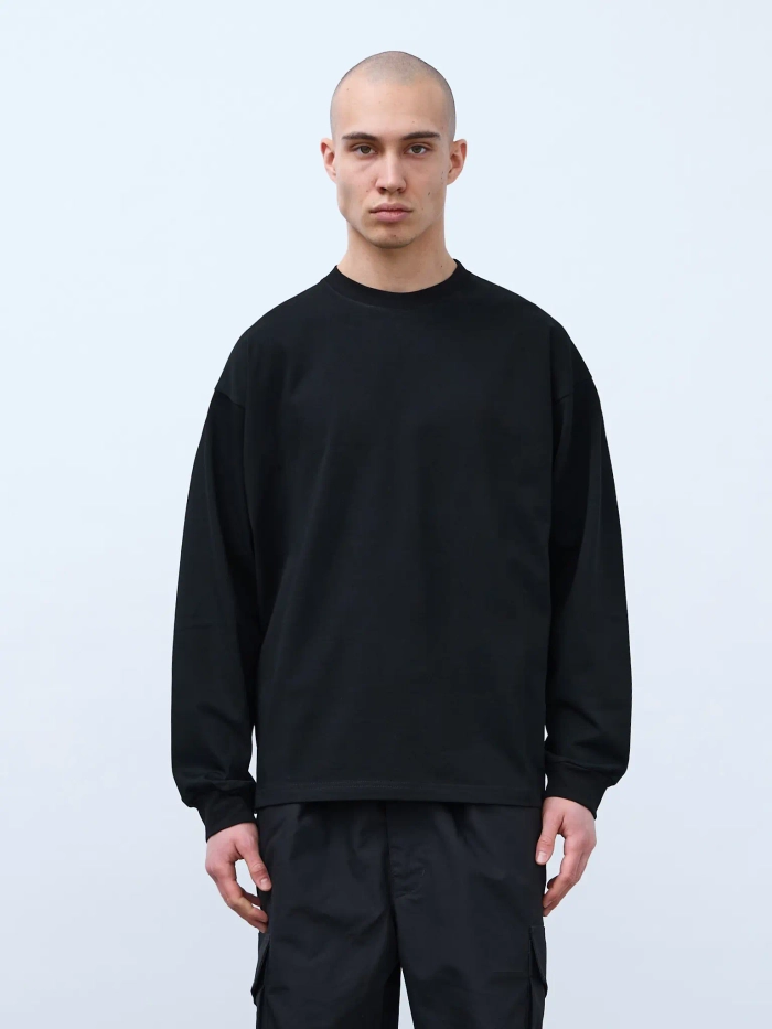Лонгслив оверсайз (черный) 230 г