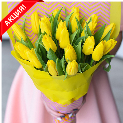 Купить Букет 21 желтый тюльпан