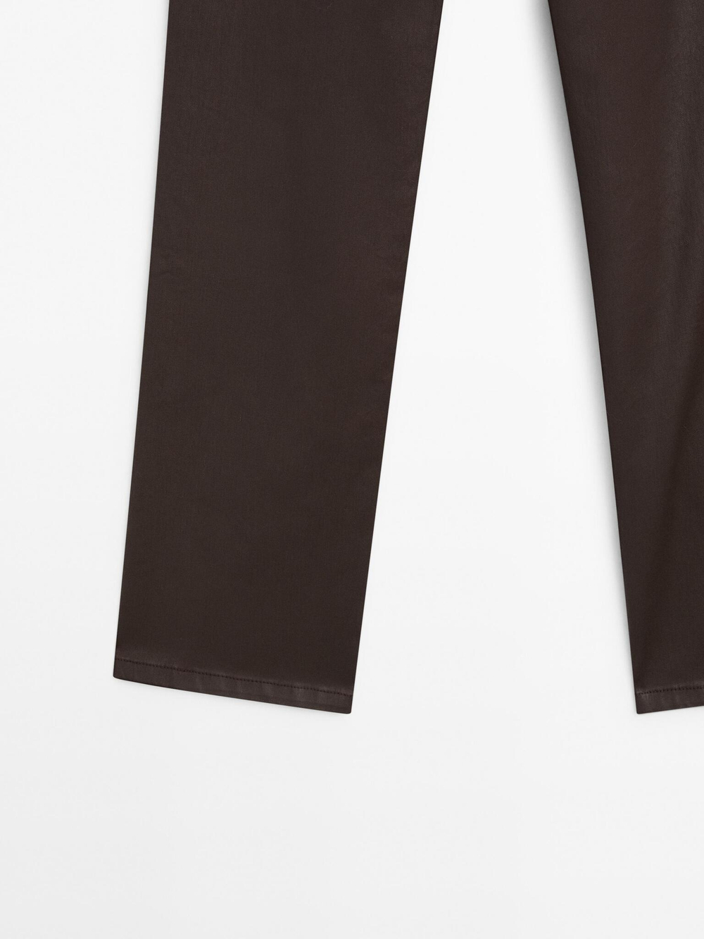 Massimo Dutti Брюки прямого кроя с высокой посадкой и вощеным покрытием, коричневый