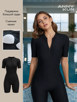 Купальник слитный с шортами черный