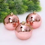 Новогодние шары 8 см (набор 3 шт) «Глянец», розовое золото