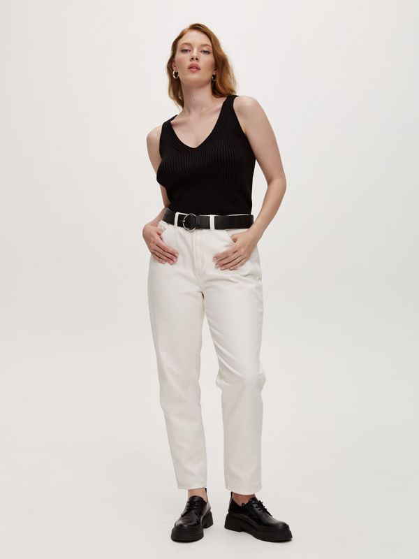 Джинсы mom, белый