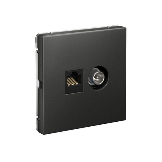 Розетка компьютерная + телевизионная 2-м ArtGallery RJ45 + TV кат.5E базальт SE GAL001489