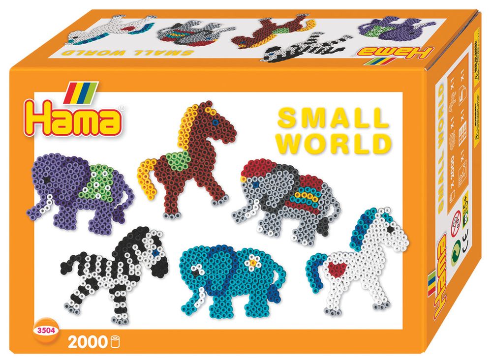 Hama Набор термомозаики Midi 2000 шт + Маленький мир: слоник, пони (3504)