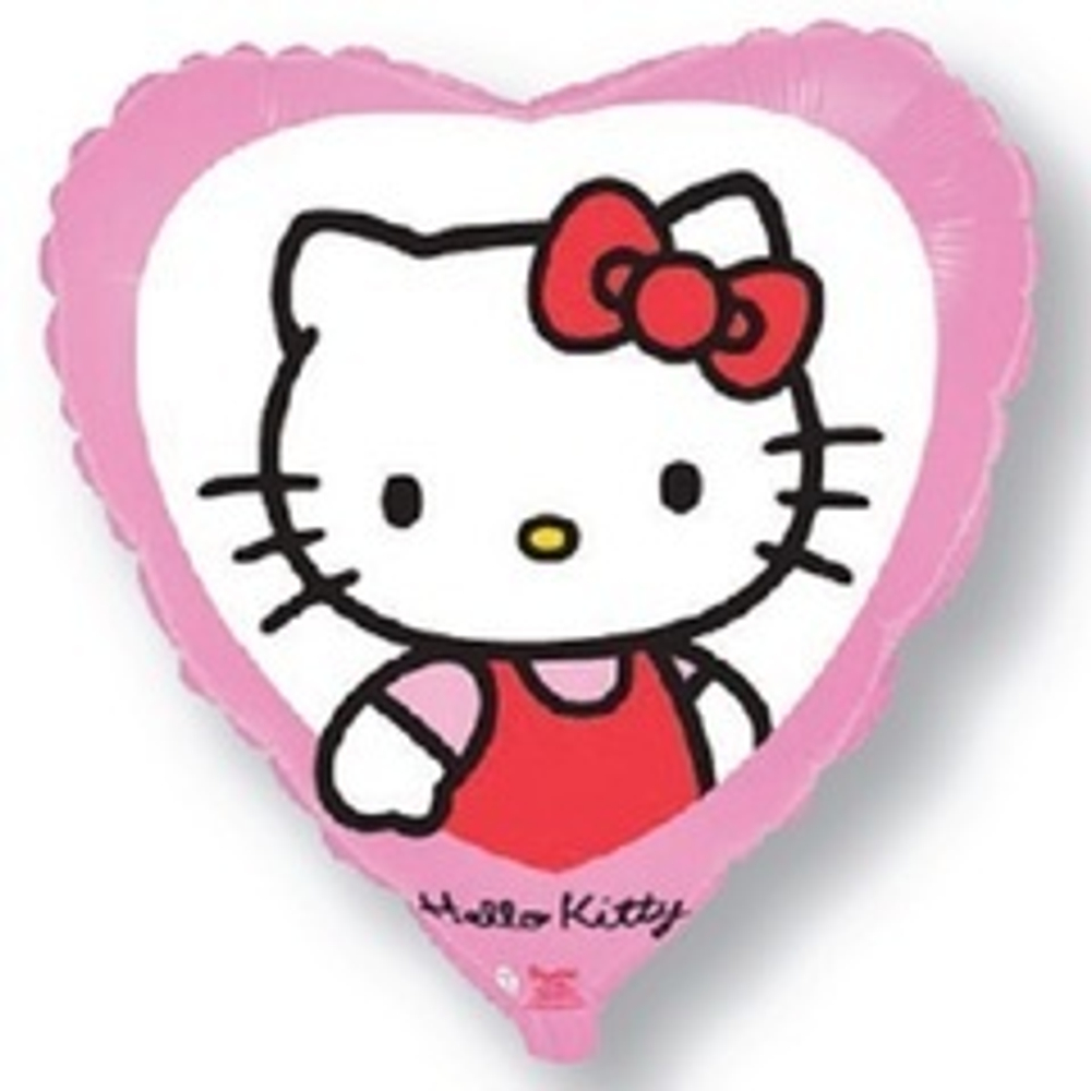 Ф 18" Сердце Hello Kitty Котенок с бантиком Розовый