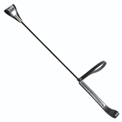 Чёрно-серебристый стек с хлопушкой из кожи - 62 см. (Цвет: черный с серебристым)