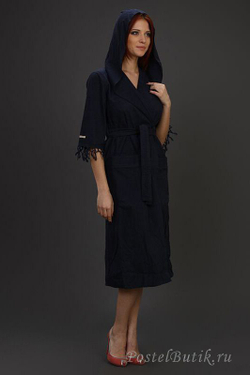 Халат Hamam Meyzer Tassels синий Турция фото