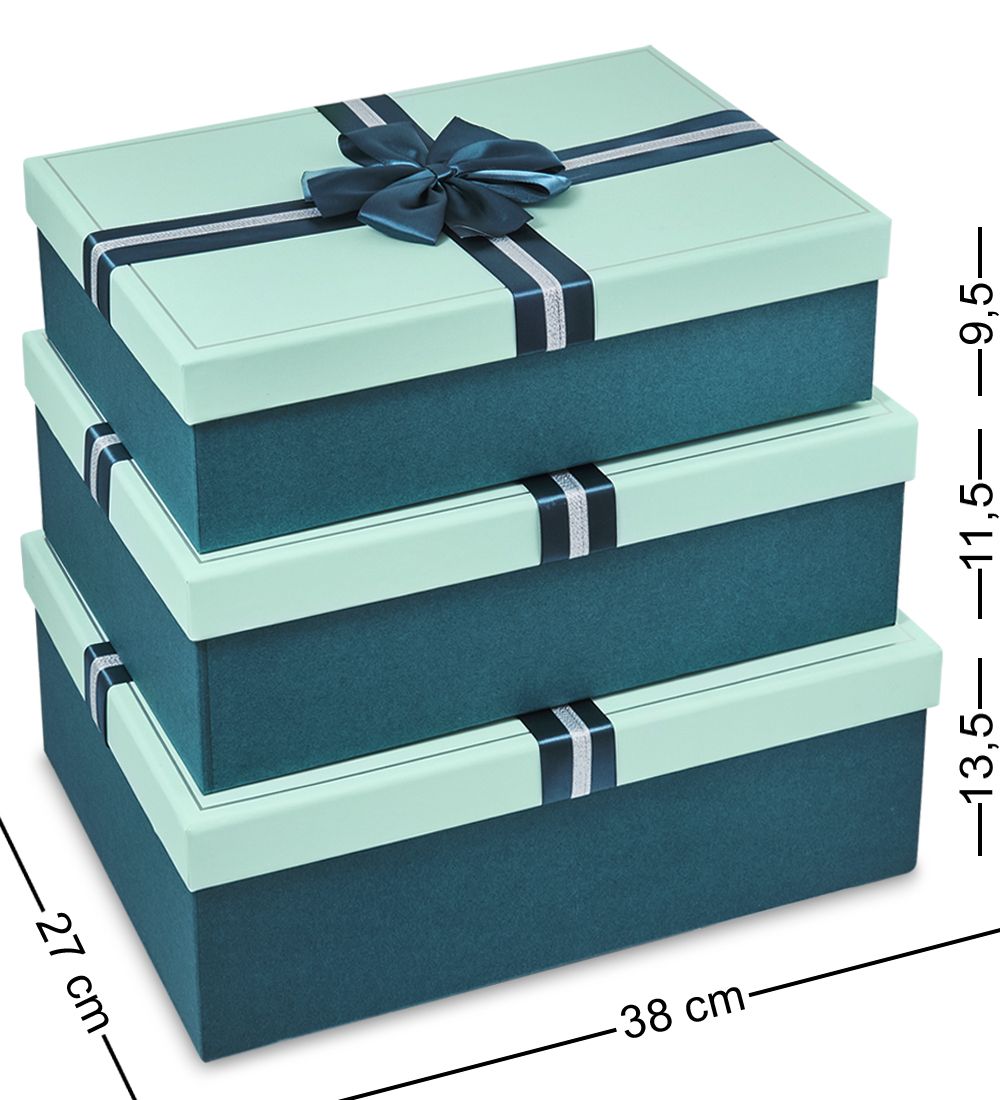 WF-179-A Набор коробок из 3 шт, бирюзовый/изумрудный