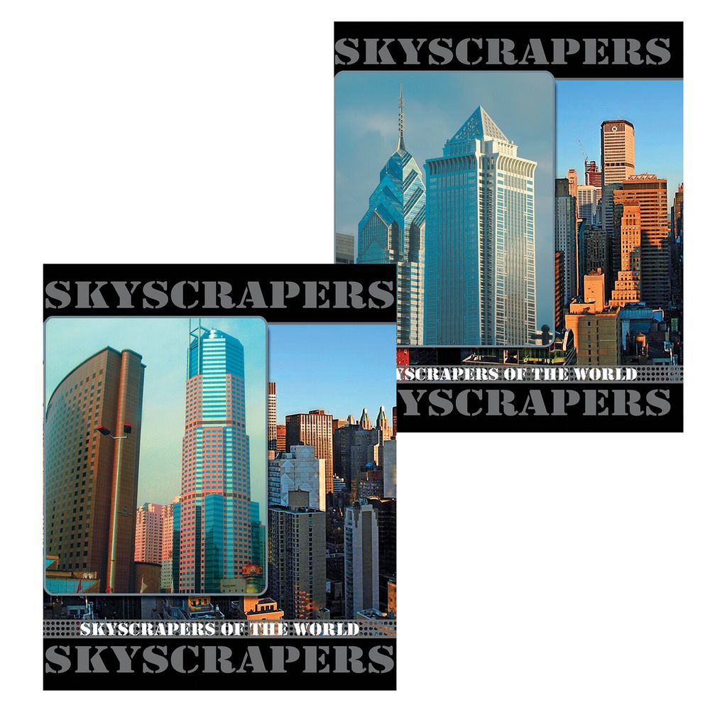 Тетрадь А5, 96 л., BRAUBERG ЭКО, клетка, обложка картон, ГОРОДА, 401293, 2шт