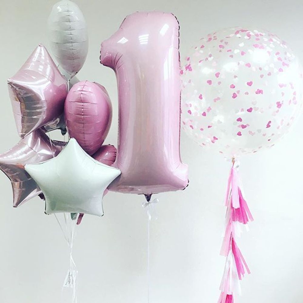 Шар (40"/102 см) Цифра, 1, Розовый