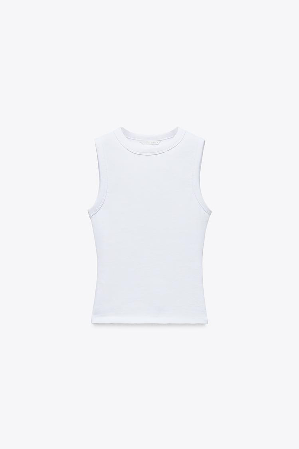 ZARA ТОП В РУБЧИК, БЕЛЫЙ
