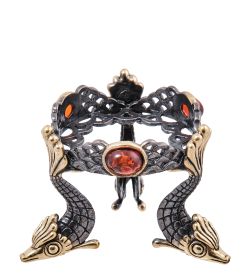 Народные промыслы AM-3996 Подсвечник «Рыбы» (латунь, янтарь)