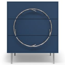 Комод Арт Колор matte Стайл Сильвер с 3 ящиками Королевский синий матовый