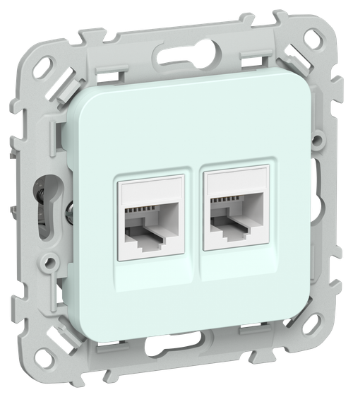 FLITE Розетка 2-местная компьютерная RJ45 категория 6 UTP РК6-2-0-ФлХЛ холодный лед IEK
