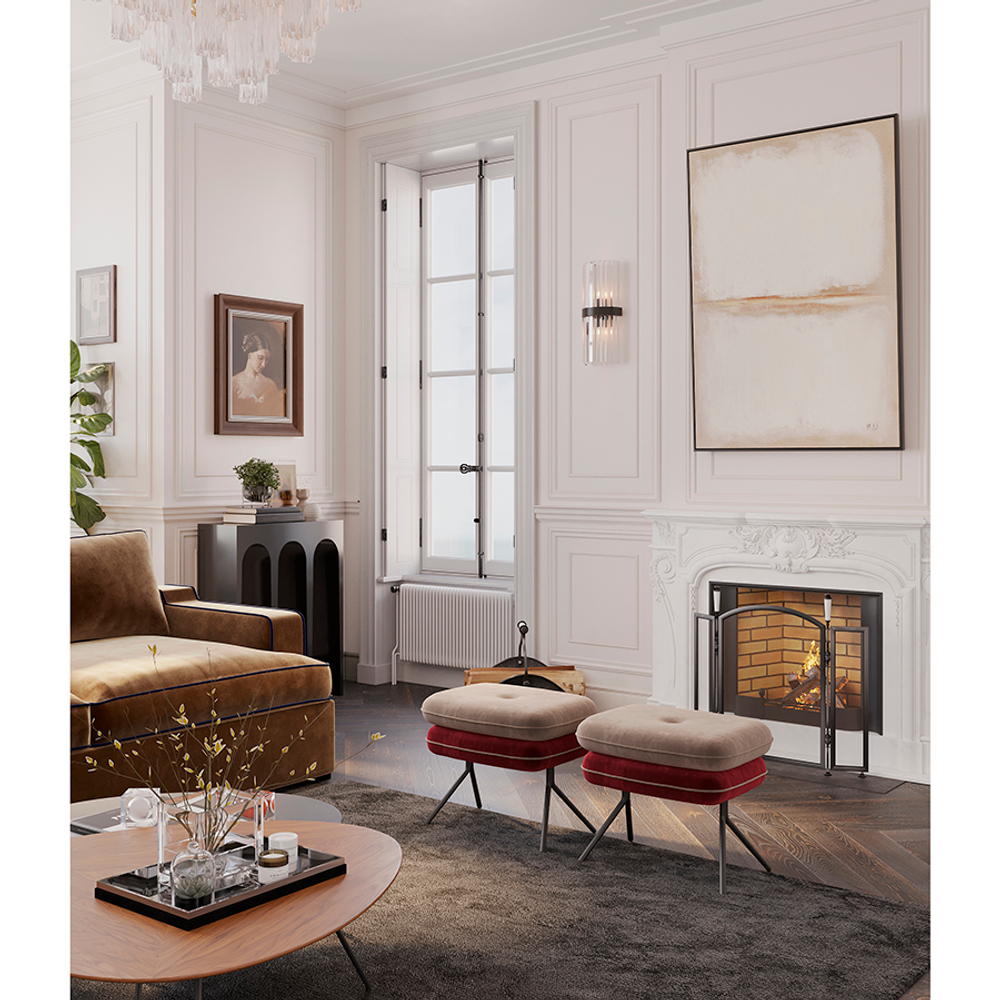 Пуф Bergenson Bjorn Pea, велюр, бежевый/бордовый