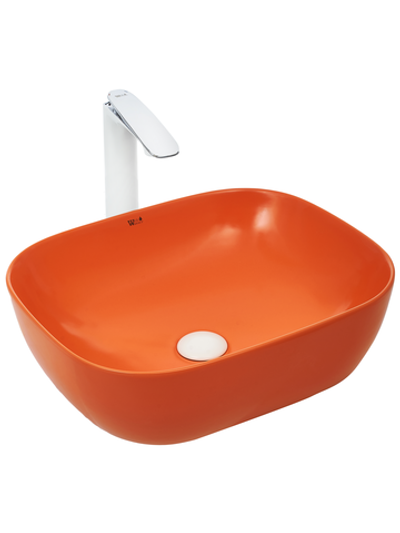 Раковина накладная (матовая оранжевая) WeltWasser WW  ELBACH 2143 MO 490х395х150