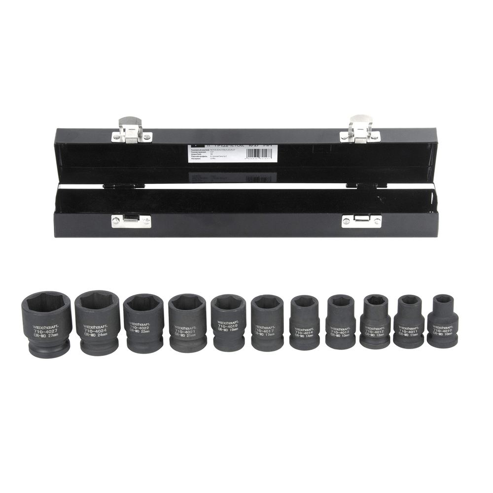 WDK-710 Набор ударных головок 1/2" 10 предметов, 10-27 мм