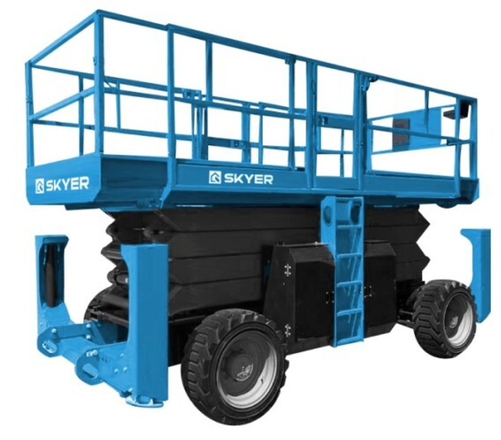 Передвижной телескопический подъемник SKYER DPL1436 самоход, ножничный с выдв.платф. дизель